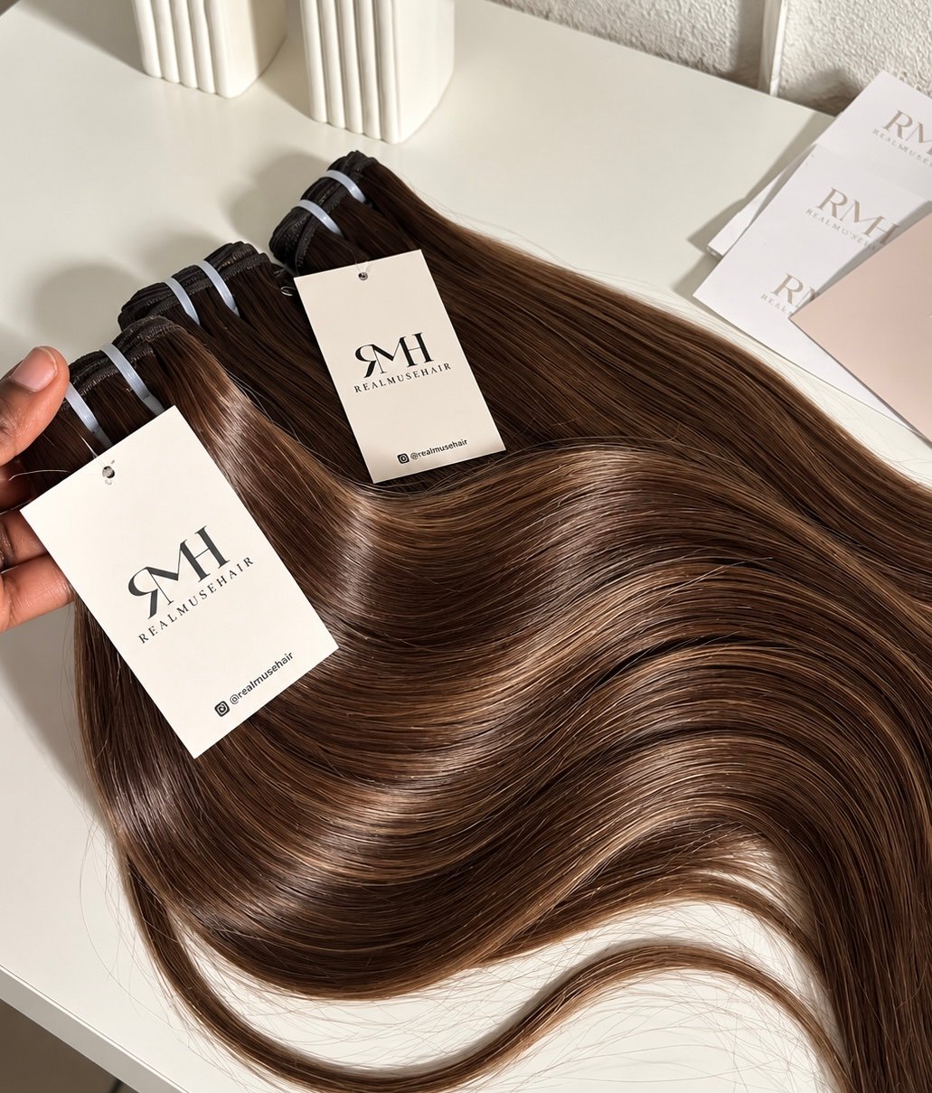 3 paquets de tissage Lisse BALAYAGE Marron foncé